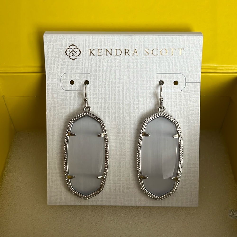 Kendra Scott silver and grey stone earrings - NWT - never worn!